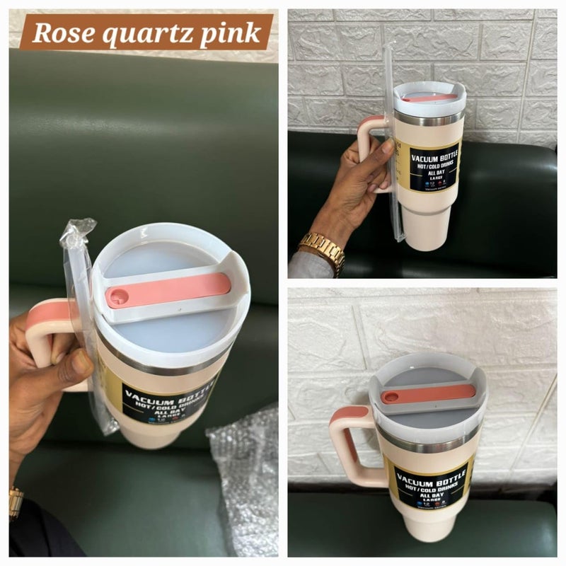 Plenteous 1200ml Tumbler with Handle Straw Lid Vacuum Insulated Reusable Stainless Steel Water Bottle Leak Proof Mug for Office Gym Travelling - Image 2