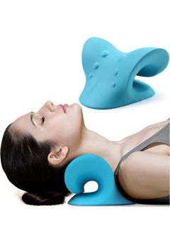 Neck pillow Neck and shoulder relaxer, cervical retractor For neck pain relief Cervical retractor pillow Neck support pillow For neck pain relief Chiropractic pillow Neck stretcher (blue)