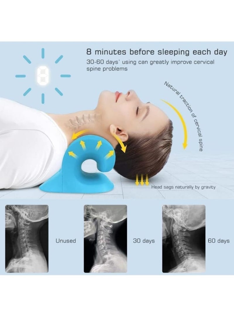 Generic - Neck pillow Neck and shoulder relaxer, cervical retractor For neck pain relief Cervical retractor pillow Neck support pillow For neck pain relief Chiropractic pillow Neck stretcher (blue) - Image 1
