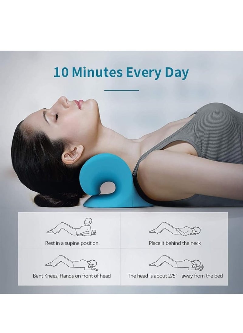 Generic - Neck pillow Neck and shoulder relaxer, cervical retractor For neck pain relief Cervical retractor pillow Neck support pillow For neck pain relief Chiropractic pillow Neck stretcher (blue) - Image 1