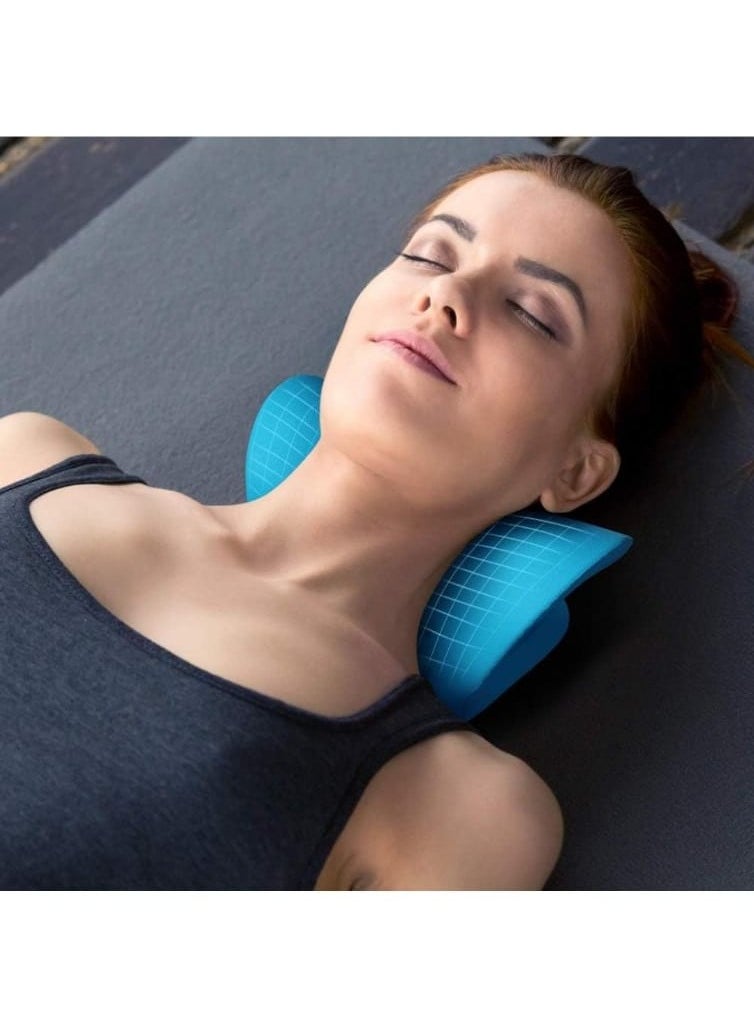 Generic - Neck pillow Neck and shoulder relaxer, cervical retractor For neck pain relief Cervical retractor pillow Neck support pillow For neck pain relief Chiropractic pillow Neck stretcher (blue) - Image 1