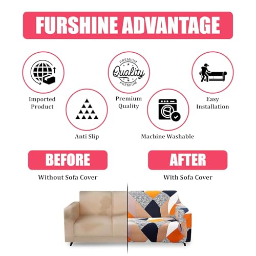Furshine® Printed Universal Polyester Blend & Spandex Sofa Cover Big Elasticity Cover for Couch Flexible Stretch Sofa Cover | Imported Slipcovers (Blend Geometric, One Seater) - Image 3