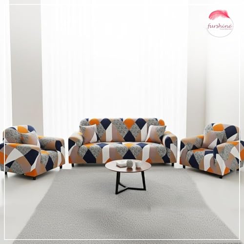 Furshine® Printed Universal Polyester Blend & Spandex Sofa Cover Big Elasticity Cover for Couch Flexible Stretch Sofa Cover | Imported Slipcovers (Blend Geometric, One Seater) - Image 2