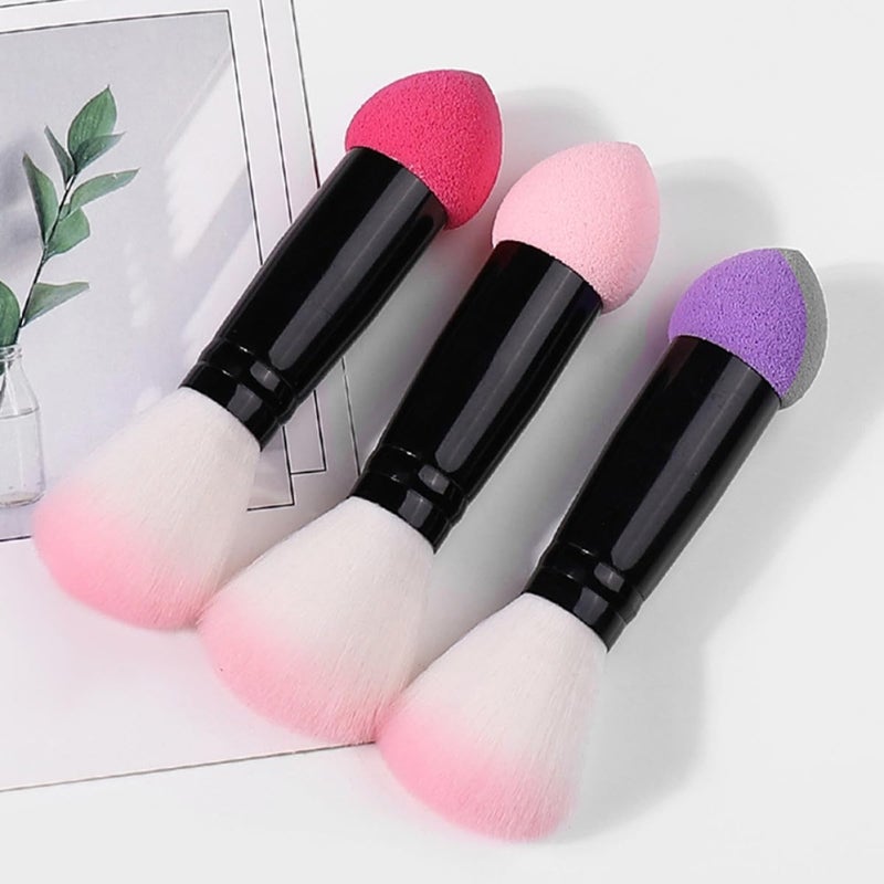 6pcs Dual Ended Blush Brushes Powder Applicator Blending Contour Makeup Brushes for Women Facial Foundation Cosmetics with Pink Purple Rose Red Colors - Image 5