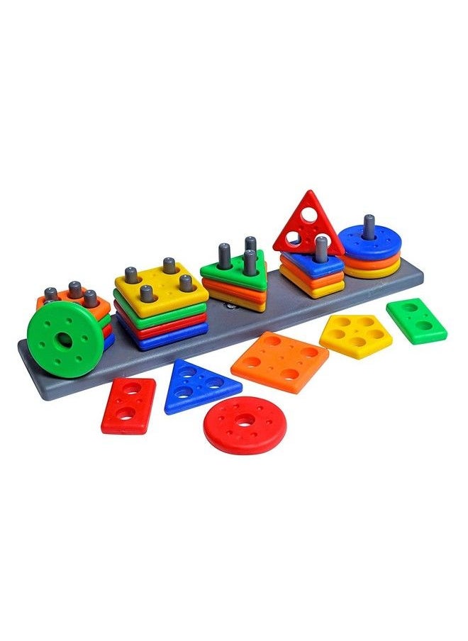 SAJANI Plastic Angle Geometric Stacker Shape Sorter Blocks Building Blocks For Kids Educational & Learning Toys Sorter;1 2 3+ Year Activity Toys For Kids (Pack Of 1);Multicolor  - Image 1