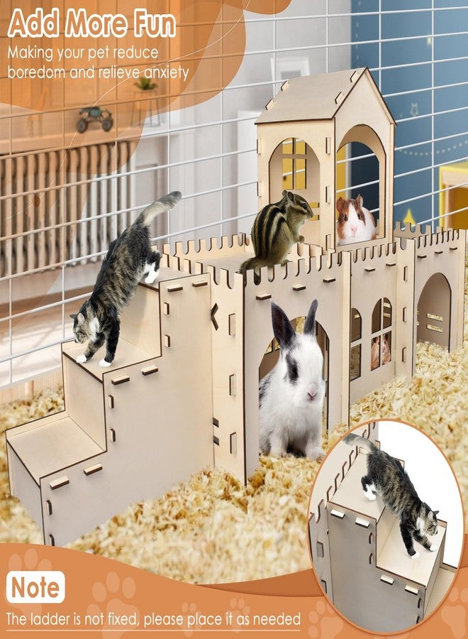 Bissap Wooden Rabbit Hideout Castle, Extra Large Bunny Houses and Hideouts Indoor Outdoor Rabbit Hidey Habitat for Bunnies Chinchillas Hamsters Guinea Pigs Detachable Small Animal Play Hideaway Hut - Image 4