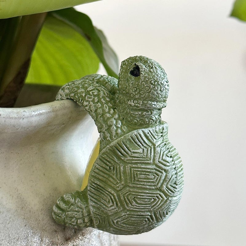 JARPSIRY Cute Climbing Tortoise Flower Pot Hugger Figurines Resin Hanging Turtle Statue Planter Pot Decorations for Home Garden Fence Balcony Patio Lawn Yard Ornaments - Image 1