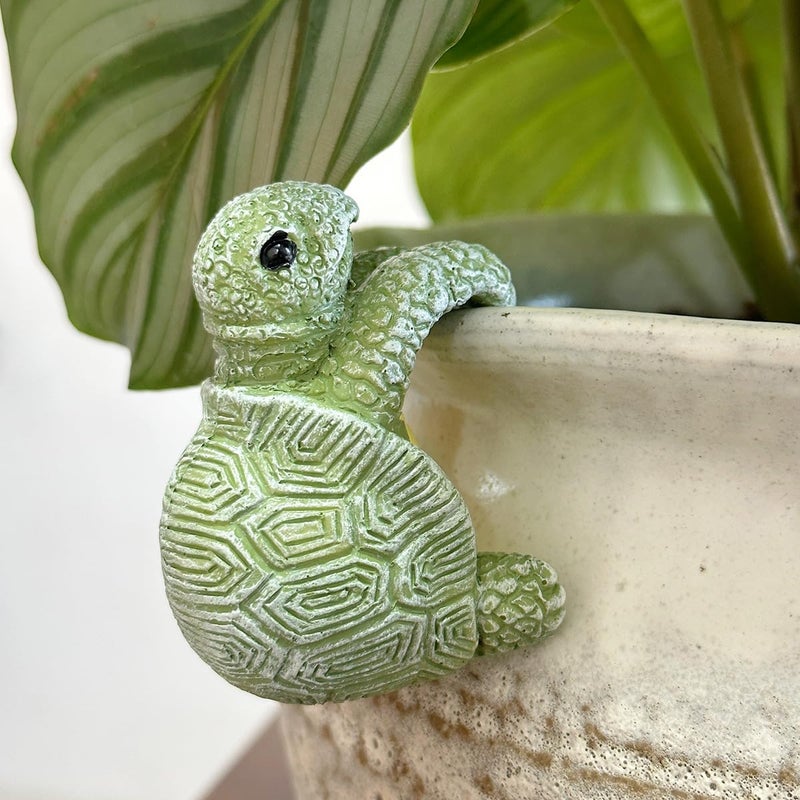 JARPSIRY Cute Climbing Tortoise Flower Pot Hugger Figurines Resin Hanging Turtle Statue Planter Pot Decorations for Home Garden Fence Balcony Patio Lawn Yard Ornaments - Image 2