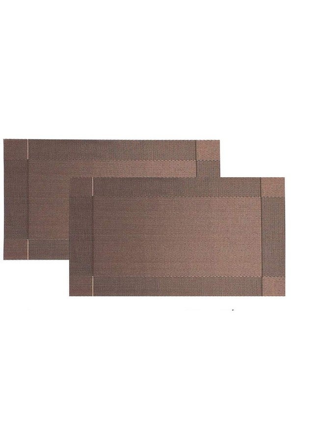 P-Plus International Washable PVC Vinyl Heat Resistant Dinner Table Mats Placement Easy to Wash Cleaning Both Side Usable (Set of 2, Brown) - Image 1