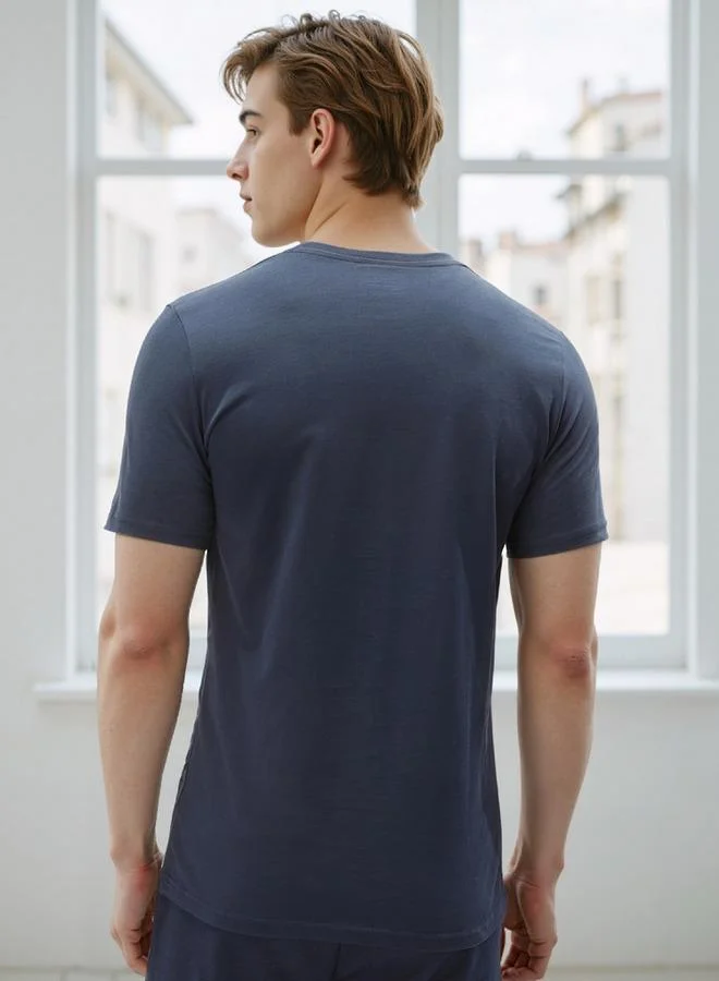 Kappa Blue Kappa Relaxed Fit Crew Neck T-shirt with Short Sleeves for Men | Best Price UAE