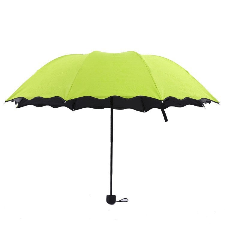 Ruffled Water Flowering Sunny Umbrella Three Folding Sunscreen Umbrella UV Protection Sunshade Umbrella Making Logo fruit green 