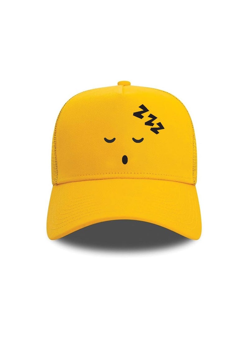 برينت شوب فور مي قبعة شبكية بوجه مبتسم باللون الأصفر للأطفال مع إغلاق بلاستيكي قابل للتعديل - قبعة بيسبول للجنسين للأولاد والبنات - مثالية للأنشطة الخارجية والرياضة - Image 3