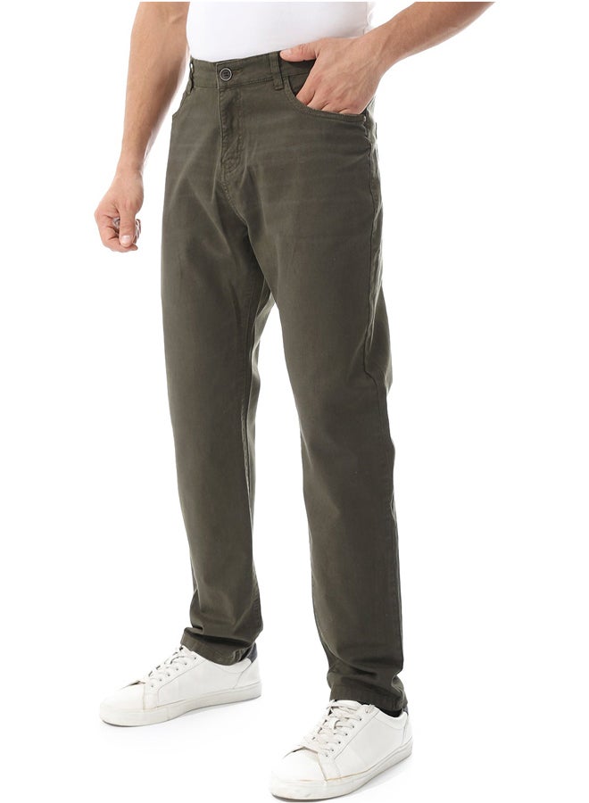 Andora Straight Leg Gabardine Pants_Dark Green - Image 4
