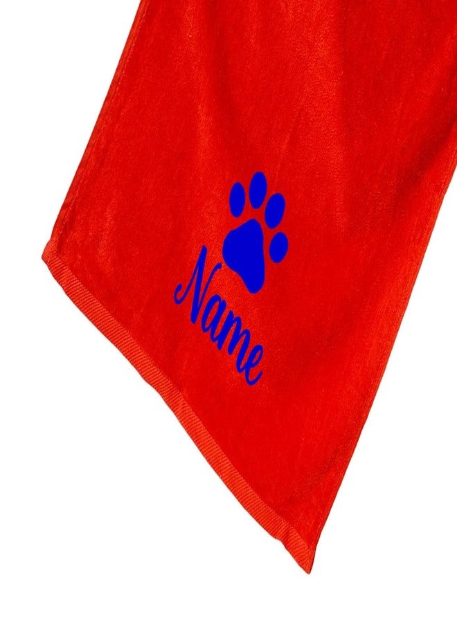 101 BEACH Personalized Paw Dog Towel with Embroidered Name with Clip - Small Size (Red) - Image 2