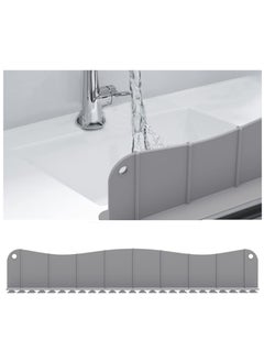 Oasisgalore Silicone Sink Splash Guard Water Splash Guard for Kitchen Strong Suction Sink Splash Guard Behind Faucet Kitchen Island Sink Backsplash Guard (19.7L x 2.4W x 5H inches) - Wavy Gray  - Image 1