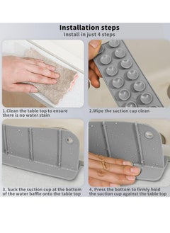 Oasisgalore Silicone Sink Splash Guard Water Splash Guard for Kitchen Strong Suction Sink Splash Guard Behind Faucet Kitchen Island Sink Backsplash Guard (19.7L x 2.4W x 5H inches) - Wavy Gray  - Image 5