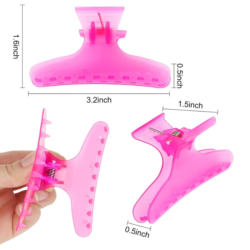 Ondder Pink Butterfly Hair Claw Clips for Styling and Sectioning - Makeup Hair Clamp Clips for Women and Girls - Image 2