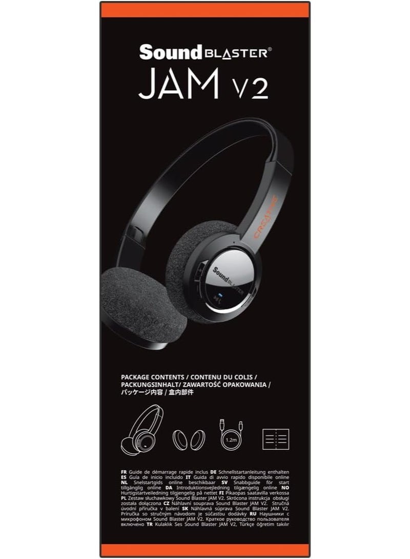 Creative Sound Blaster JAM V2 On-Ear Lightweight Bluetooth 5.0 Wireless Headphones with USB-C, aptX Low Latency, aptX HD, Multipoint Connectivity, Voice Detection and Noise Reduction, 22 Hours Battery Life - Image 2