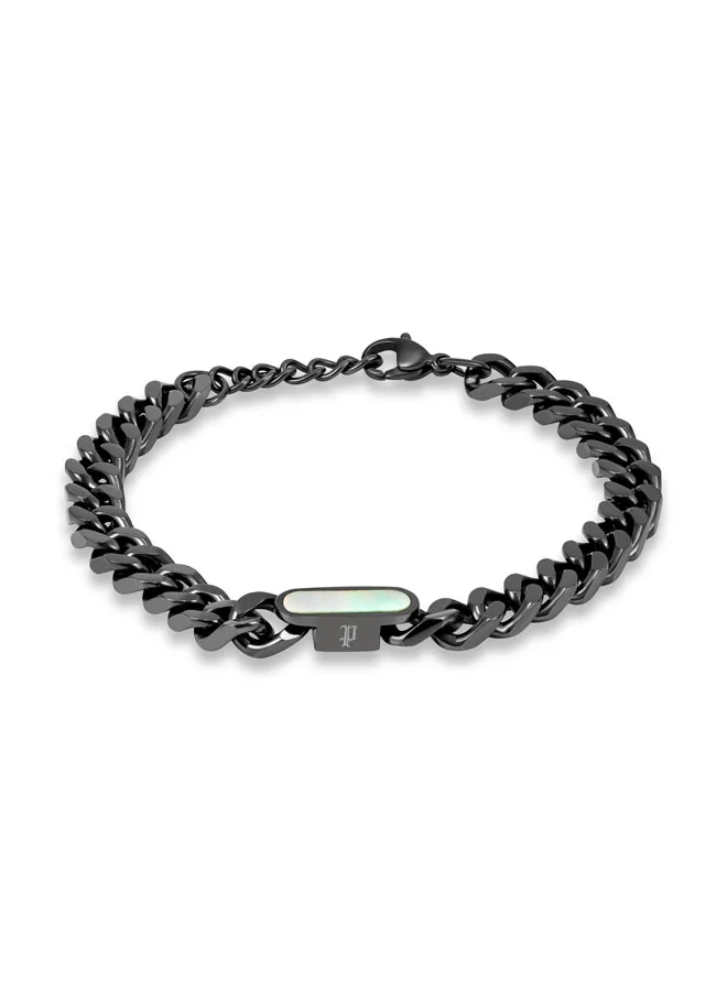 POLICE Vigor Grey Seashell Chain Bracelet for Men 220mm