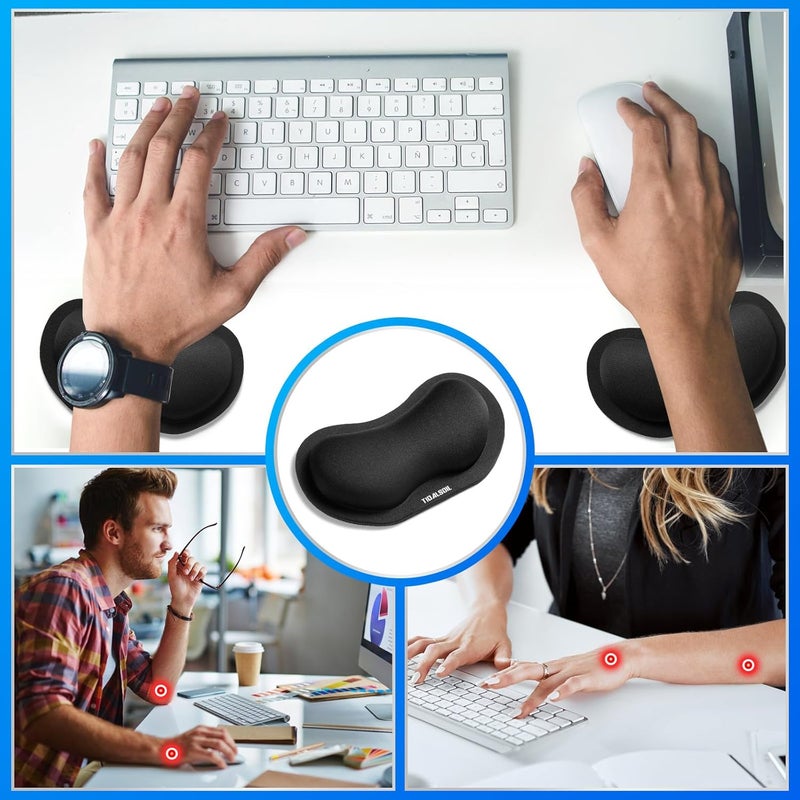 TIDALSOIL Mouse Pad with Wrist Support, Ergonomic Mouse Mat with Non-Slip PU Base, Pain Relief Memory Foam Mousepad for Office & Home (Wrist Rests 2pcs (B)) - Image 5