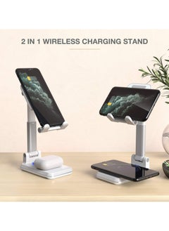 General Dual 10W 2 in 1 Wireless Charger Stand,Angle Height Adjustable Wireless Charging Cell Phone Desk Holder Dock Compatible with iPhone 12/11 Pro/XS/XR/X,AirPods,Galaxy S20/S10 etc  - Image 2