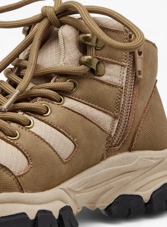 LBL by Shoexpress TAN Colourblock Boots with Zip Closure  | Best Price UAE