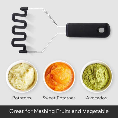 KITCHENDAO Non-Scratch Potato Masher, Heavy Duty 18/8 Stainless Steel Wrapped In Premium Silicone, Soft Touch Handle, Versatile Masher Hand Tool & Potato Smasher, Gift for Christmas-Black - Image 3