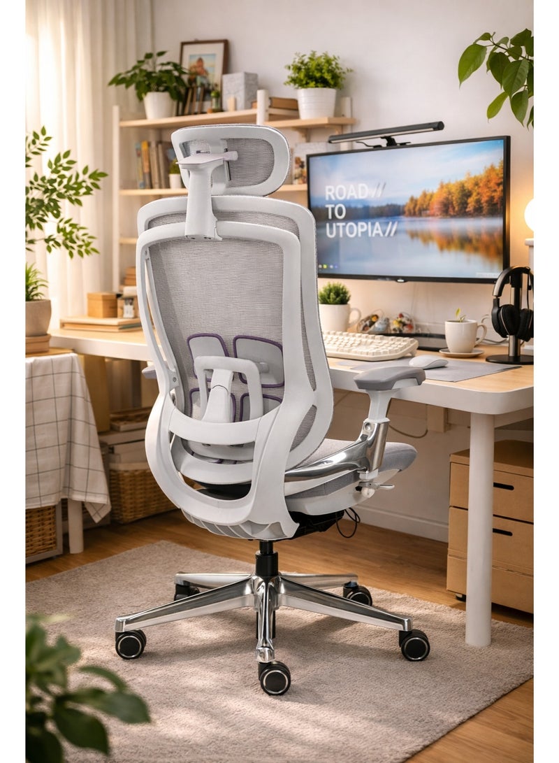 DAMONS Ergonomic High Back Mesh Office Chair with Adjustable Headrest and Armrests, Breathable Back Support, Swivel Task Chair for Home and Office - Image 2