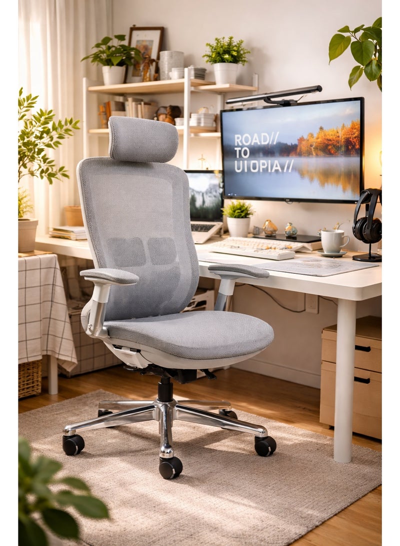 DAMONS Ergonomic High Back Mesh Office Chair with Adjustable Headrest and Armrests, Breathable Back Support, Swivel Task Chair for Home and Office - Image 1