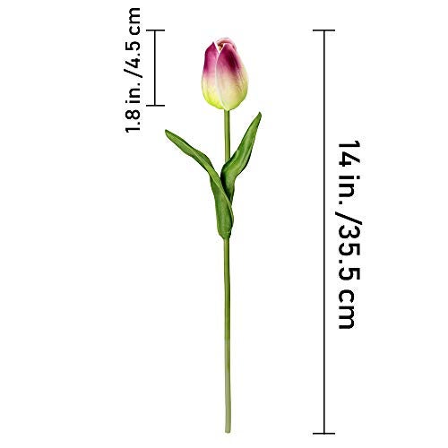 Winlyn 28 Pcs Multicolor Tulips Artificial Flowers Faux Tulip Stems Real Feel PU Tulips Easter Spring Wedding Bouquet Centerpiece Floral Arrangement Cemetery Table Décor 14" Tall - Image 2