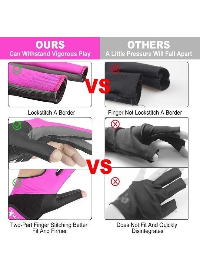 yongsheng 3 Fingers Billiard Glove 22x23x2cm,（Single pack）Billiard Pool Gloves for Left Hand 3 Finger, Splicing Process, Snooker Sport Glove Popular Sizes for Men & Women  - Image 3