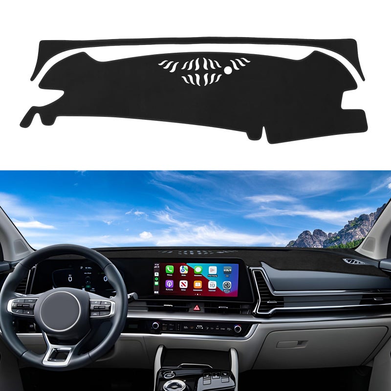 Rilsen Dashboard Cover Mat Custom Fit for 2023 2024 2025 Kia Sportage Dash Cover Nonslip Dash Mat Protector Sunshade No Glare Black