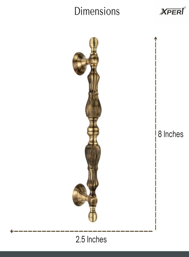 Xpert Maharaja 8" Brass Door Handle Luxury Collection Pack of 1, Antique Door Handle, Works As Brass Door Handles for Main Door, Door Accessories, Antique Finish Main Door Handle, Wooden Door - Image 4