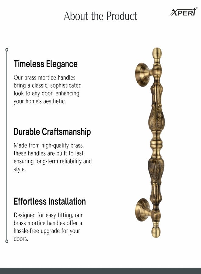Xpert Maharaja 8" Brass Door Handle Luxury Collection Pack of 1, Antique Door Handle, Works As Brass Door Handles for Main Door, Door Accessories, Antique Finish Main Door Handle, Wooden Door - Image 3