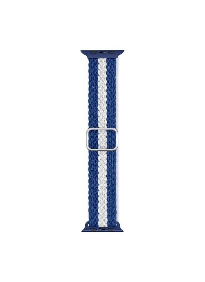 TWEGGON - Apple Watch Nylon Band 41mm/40mm/38mm Replacement Strap for Apple Watch Compatible with All Series Any of these Sizes 41mm/40mm/38mm Blue/White - Image 1
