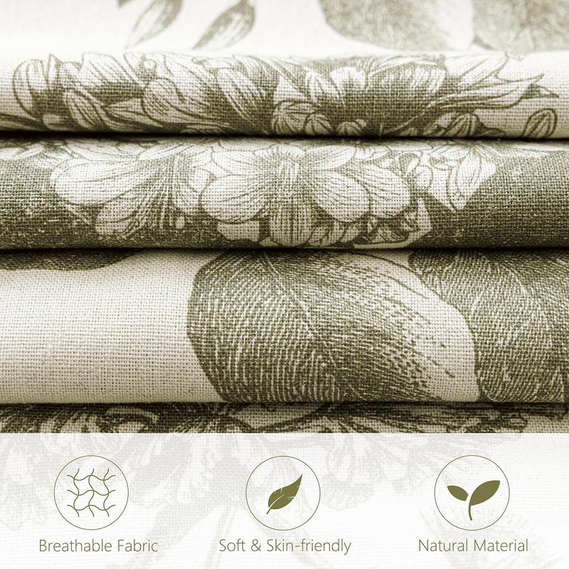 Foindtower Set of 2 Linen Floral Throw Pillow Covers Vintage Accent Print Decorative Cushion Covers Farmhouse Boho Home Decor for Sofa Chair Couch Bedroom Living Room,20Ã—20 Inch,Sage Green - Image 2