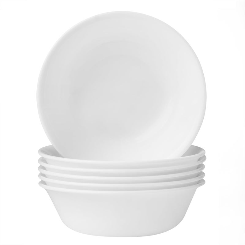 CORELLE Winter Frost Glass Cereal Soup Bowl (White   500ml) -Pack of 6 - Image 1