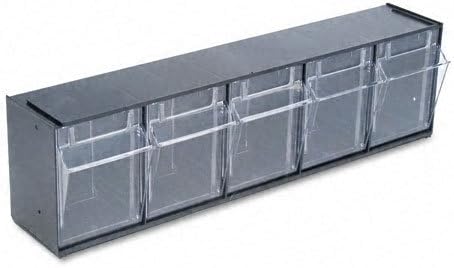 deflecto  Tilt Bin Plastic Storage System with Five Bins 23 58 x 5 14 x 6 12 Black  Sold as 2 Packs of  1    Total of 2 Each