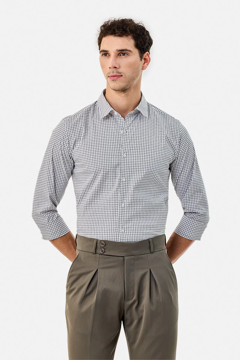 SNITCH Slim Fit Stretch Micro Checks Shirt