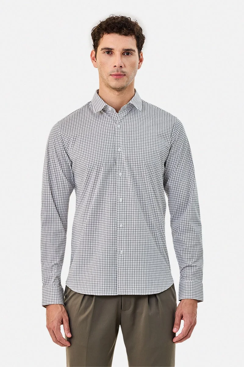 SNITCH Slim Fit Stretch Micro Checks Shirt