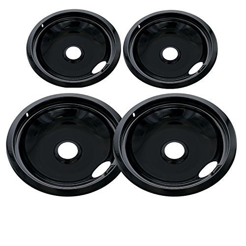 KITCHEN BASICS 101 5304430150, 5304430149 and 318067051 Replacement Porcelain Drip Pans for Frigidaire Kenmore - Includes 2 6-Inch and 2 8-Inch Pans, 4 Pack Made in the USA - Image 1