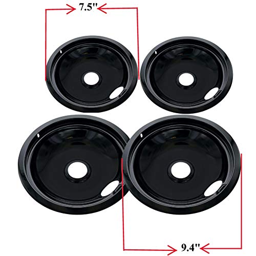 KITCHEN BASICS 101 5304430150, 5304430149 and 318067051 Replacement Porcelain Drip Pans for Frigidaire Kenmore - Includes 2 6-Inch and 2 8-Inch Pans, 4 Pack Made in the USA - Image 2