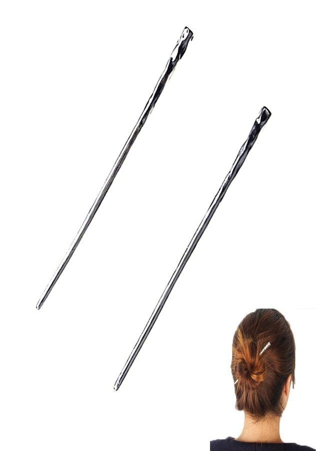 Whaline YILE Set of 2 Hair Sticks Chinese Hairpin Metal Hair Accessories Classic Hair Accessories for Women Lady Girls (Silver) - Image 1