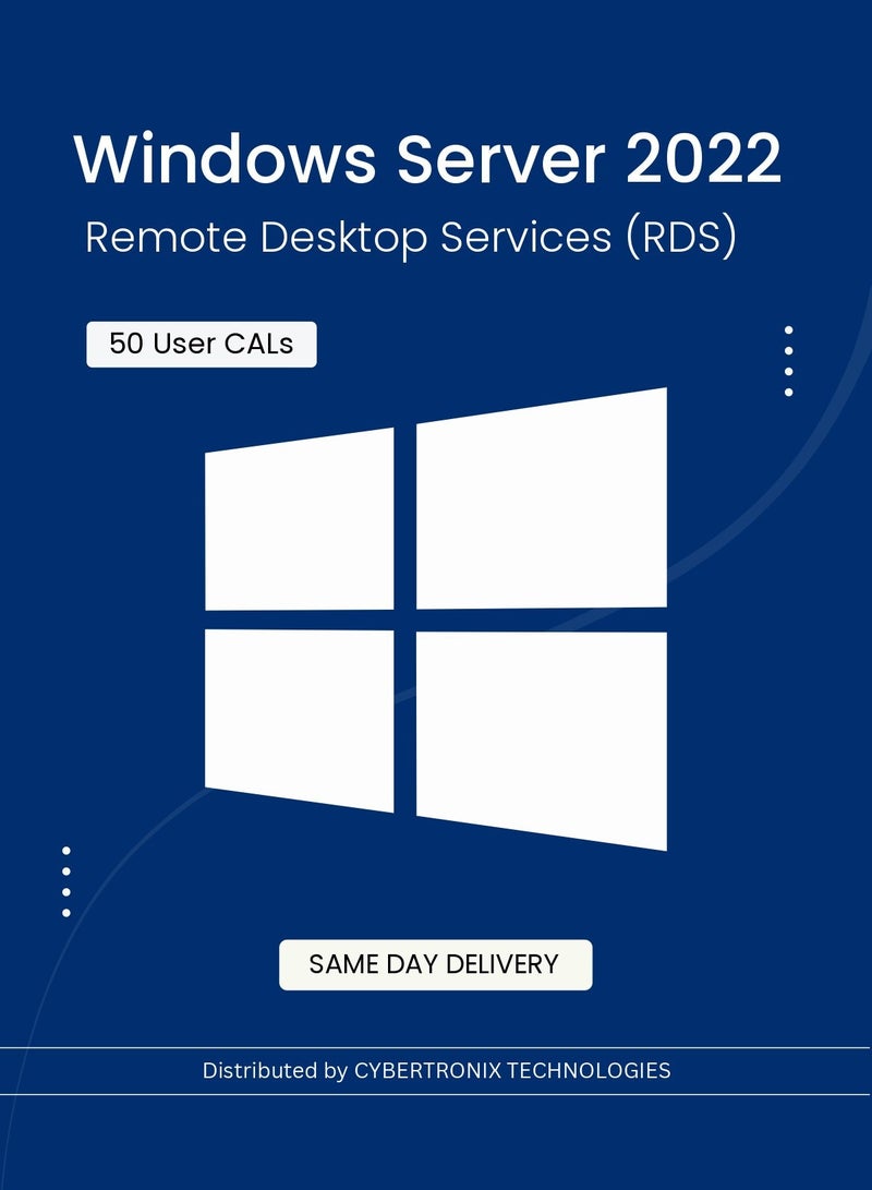 Windows Microsoft Windows Server 2022 Remote Desktop Services (RDS) – 50 User CALs | Digital License | SAME DAY DELIVERY