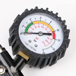 Delzon Tyre Pressure Inflatar with Gun Display Tire Pressure GaugeFlexible Rubber Hose for Motors, Cars & Bikes- Black Color - Image 3