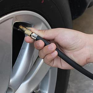 Delzon Tyre Pressure Inflatar with Gun Display Tire Pressure GaugeFlexible Rubber Hose for Motors, Cars & Bikes- Black Color - Image 4