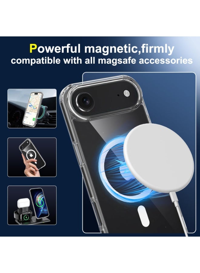 بورتوني جراب شفاف لهاتف iPhone 17 Air متوافق مع غطاء Magsafe مع قطعتين من الخصوصية 9D من الزجاج المقوى لهاتف iPhone 17 Air، غطاء هاتف واقٍ مقاوم للصدمات غير مصفر لهاتف iPhone 17 Air مقاس 6.5 بوصة - Image 3