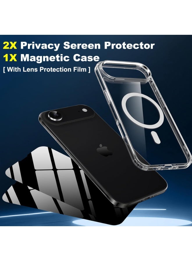 بورتوني جراب شفاف لهاتف iPhone 17 Air متوافق مع غطاء Magsafe مع قطعتين من الخصوصية 9D من الزجاج المقوى لهاتف iPhone 17 Air، غطاء هاتف واقٍ مقاوم للصدمات غير مصفر لهاتف iPhone 17 Air مقاس 6.5 بوصة - Image 5