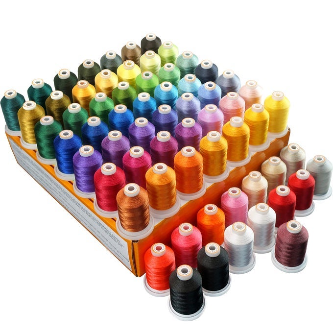 64 SPOOLS 1000M 1100Y POLYESTER EMBROIDERY MACHINE THREAD KIT FOR PROFESSIONAL EMBROIDERER AND BEGINNER