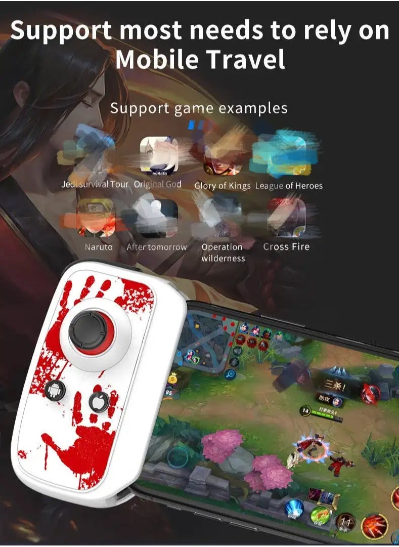 Generic BSP-D2 One-Handed Portable Game Controller with One-on BT Joystick Suitable for Android iPhone White  - Image 3